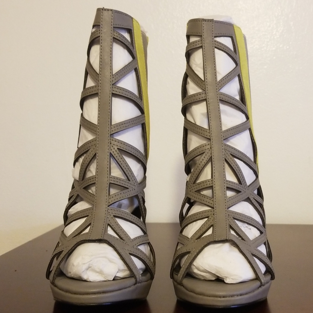 Grey and Yellow Heels